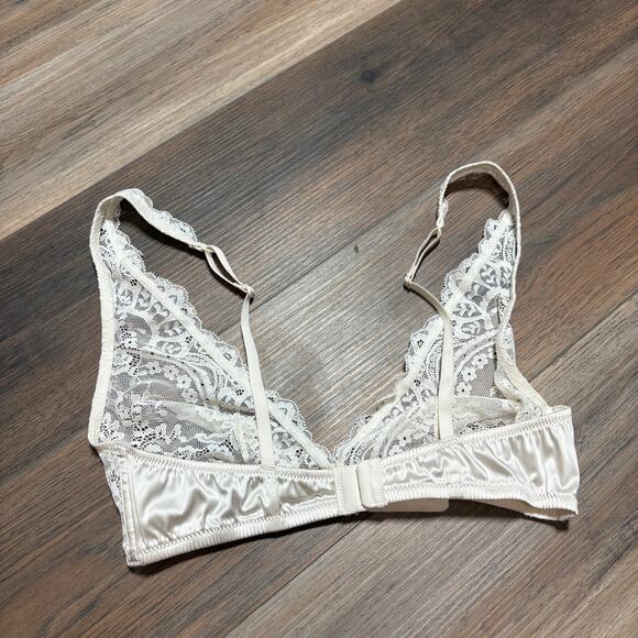 & Other Stories Size 6 Lace Triangle Bra White Cream Sheer Adjustable Straps - Picture 3 of 9